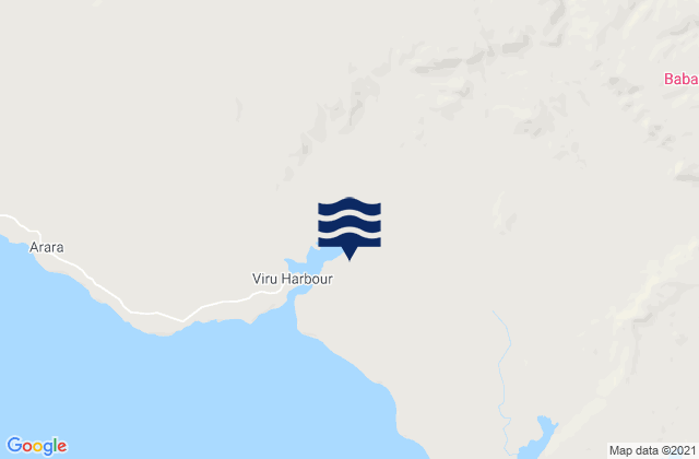 Mappa delle Getijden in Viru, Solomon Islands