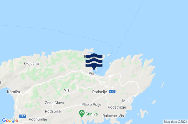 Mappa delle Getijden in Vis, Croatia