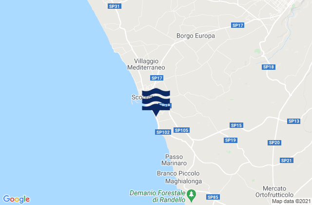 Mappa delle Getijden in Vittoria, Italy