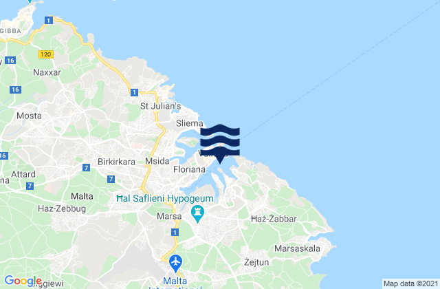 Mappa delle Getijden in Vittoriosa, Malta