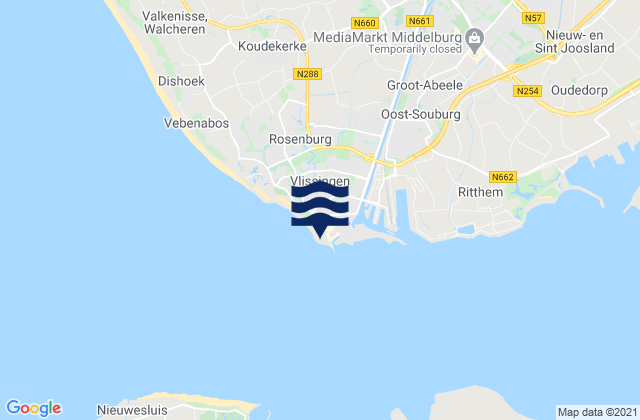 Mappa delle Getijden in Vlissingen, Netherlands