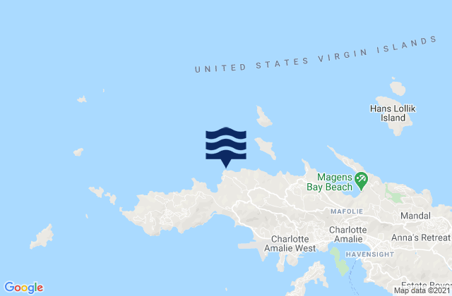 Mappa delle Getijden in Vluck Point, U.S. Virgin Islands