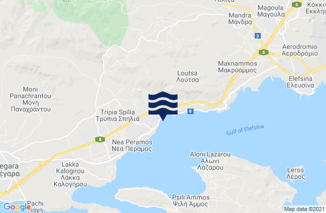 Mappa delle Getijden in Vlycháda, Greece