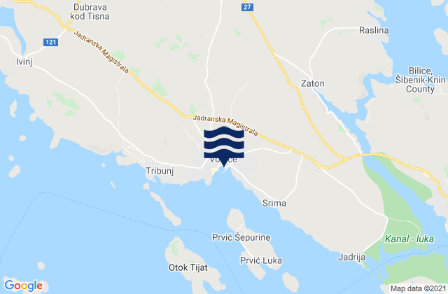 Mappa delle Getijden in Vodice, Croatia