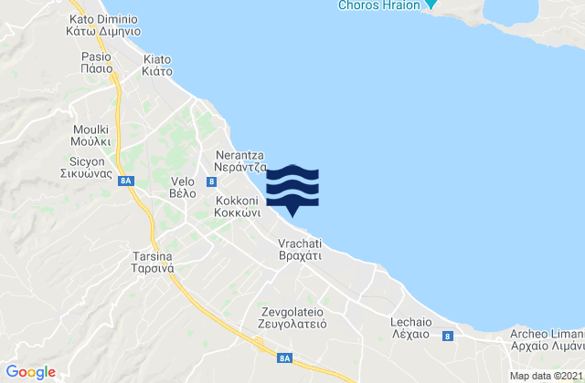 Mappa delle Getijden in Vokhaïkó, Greece