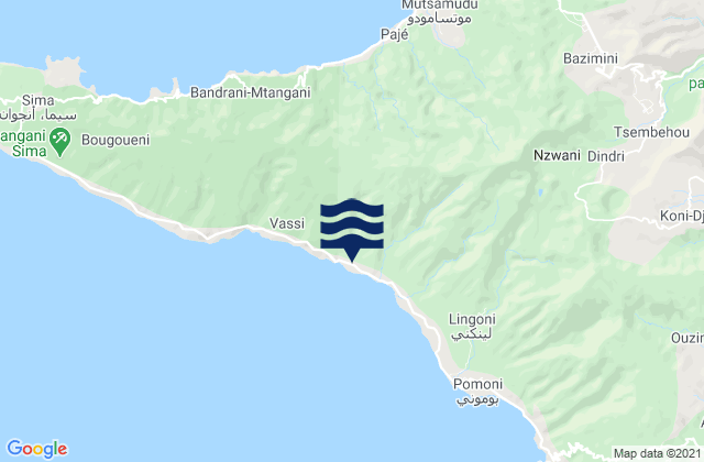 Mappa delle Getijden in Vouani, Comoros