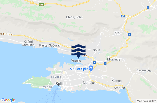 Mappa delle Getijden in Vranjic, Croatia