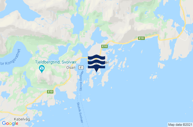 Mappa delle Getijden in Vågan, Norway