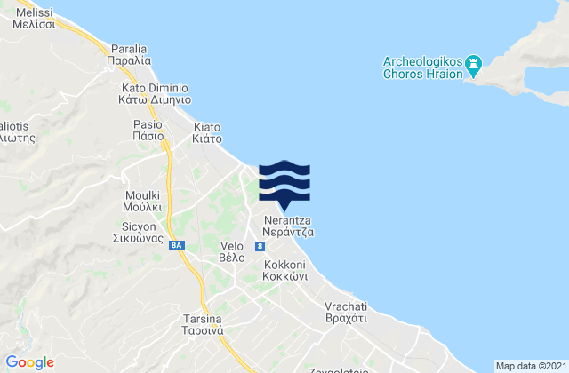 Mappa delle Getijden in Vélo, Greece