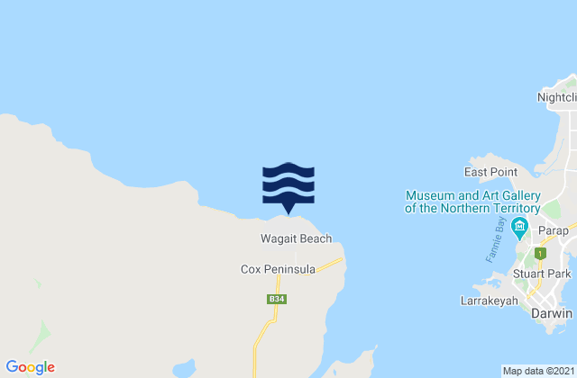 Mappa delle Getijden in Wagait Beach, Australia