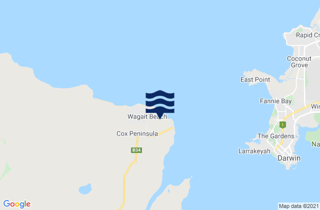 Mappa delle Getijden in Wagait, Australia