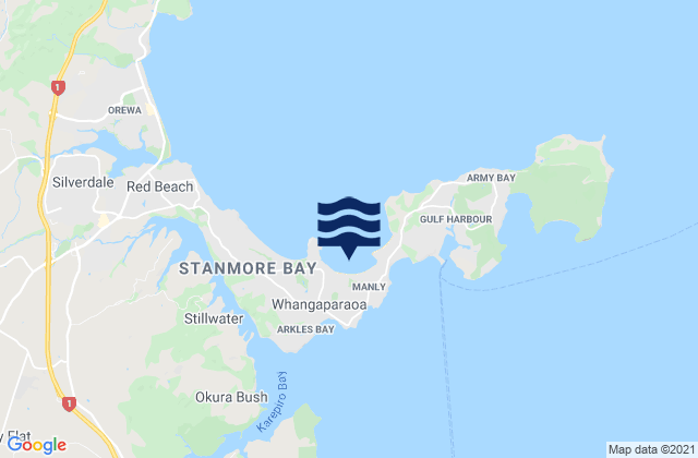 Mappa delle Getijden in Waiau Bay, New Zealand