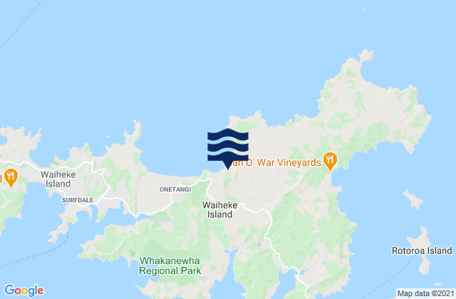 Mappa delle Getijden in Waiheke Island Little Oneroa Beach Auckland, New Zealand