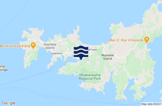 Mappa delle Getijden in Waiheke Island Oneroa Beach, New Zealand