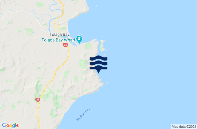 Mappa delle Getijden in Waihi Beach, New Zealand