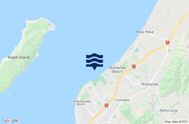Mappa delle Getijden in Waikanae River Entrance, New Zealand