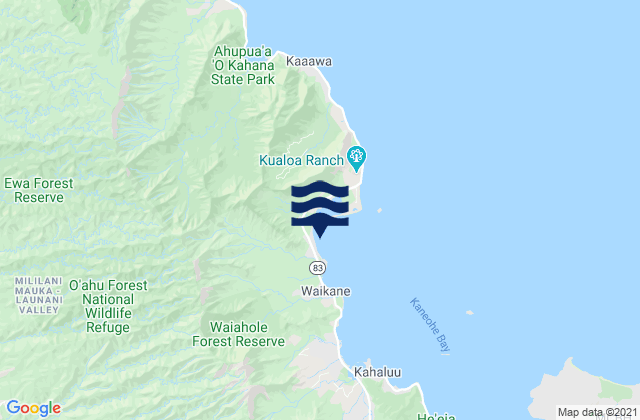 Mappa delle Getijden in Waikane (Kaneohe Bay), United States