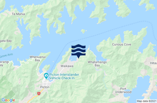 Mappa delle Getijden in Waikawa Bay, New Zealand