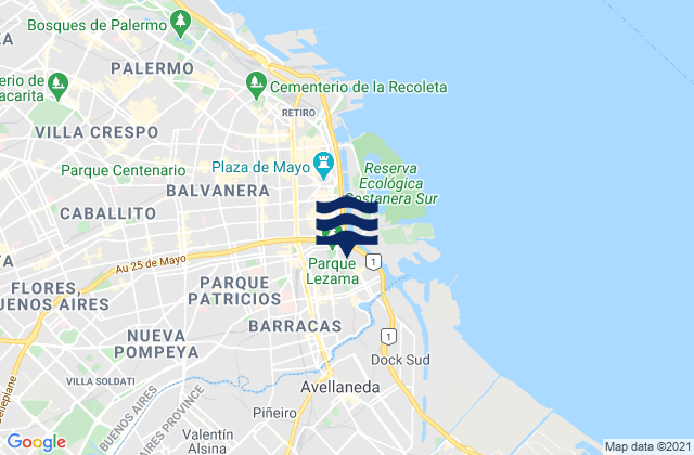 Mappa delle Getijden in Waikiki, Argentina