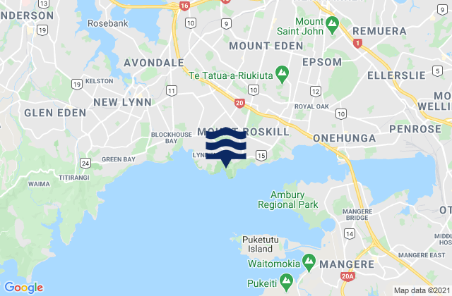 Mappa delle Getijden in Waikowhai Bay, New Zealand