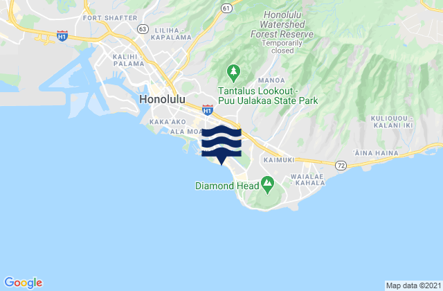Mappa delle Getijden in Waikīkī Beach, United States