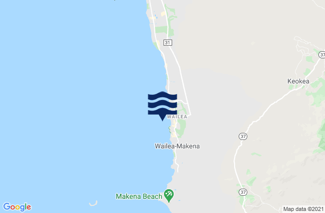 Mappa delle Getijden in Wailea Beach, United States