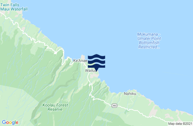 Mappa delle Getijden in Wailua, United States