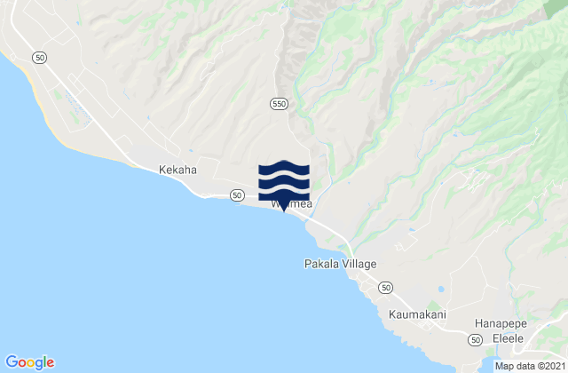 Mappa delle Getijden in Waimea Bay, United States