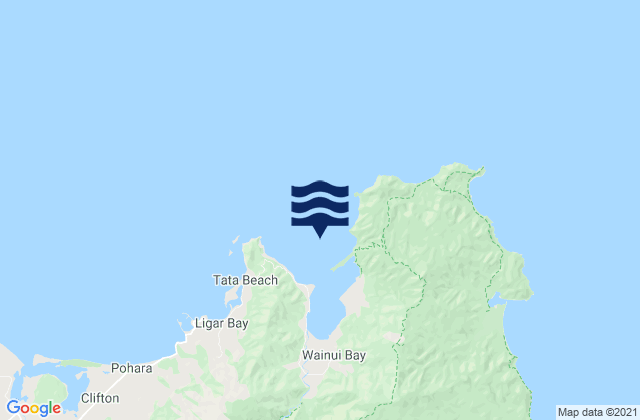 Mappa delle Getijden in Wainui Bay, New Zealand