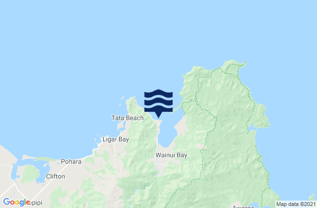Mappa delle Getijden in Wainui Inlet, New Zealand