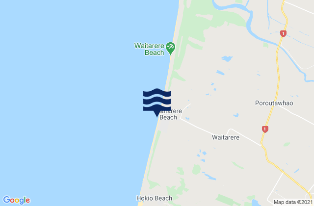 Mappa delle Getijden in Waitarere Beach, New Zealand