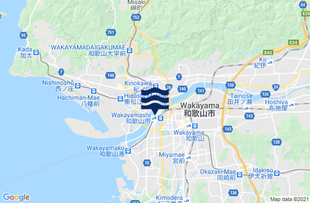 Mappa delle Getijden in Wakayama Shi, Japan