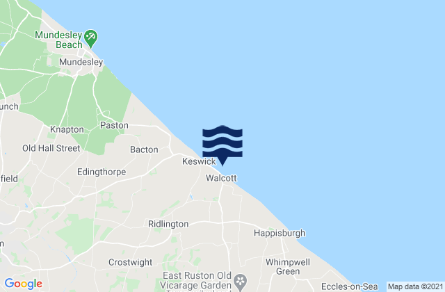 Mappa delle Getijden in Walcott Beach, United Kingdom