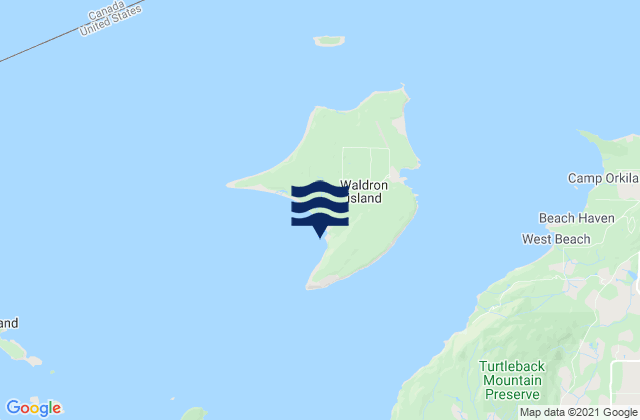 Mappa delle Getijden in Waldron Island Puget Sound, United States