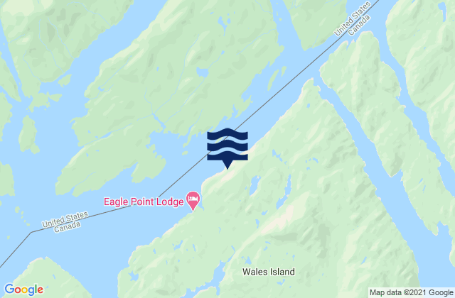 Mappa delle Getijden in Wales Island, Canada
