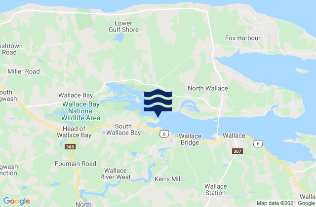 Mappa delle Getijden in Wallace Bay, Canada