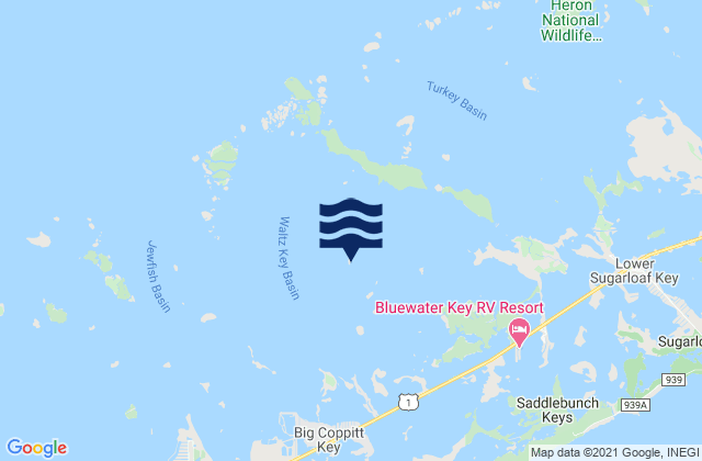 Mappa delle Getijden in Waltz Key Waltz Key Basin, United States