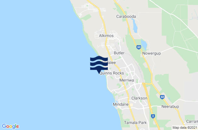 Mappa delle Getijden in Wanneroo, Australia
