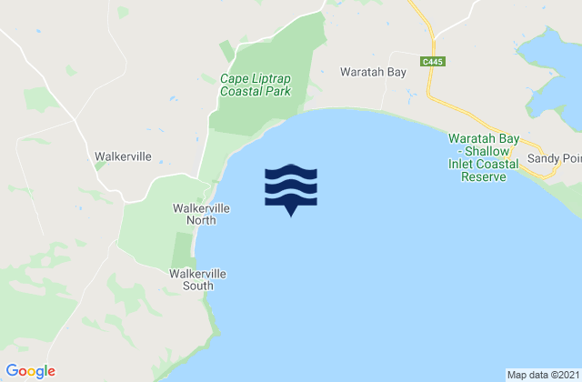 Mappa delle Getijden in Waratah Bay, Australia