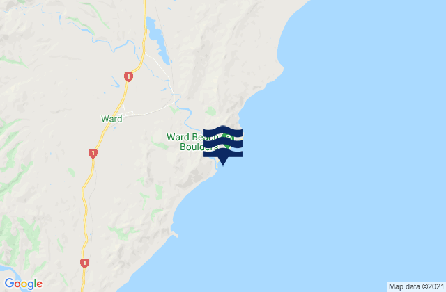 Mappa delle Getijden in Ward Beach, New Zealand