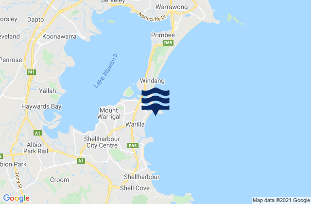 Mappa delle Getijden in Warilla Beach, Australia