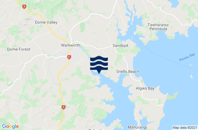 Mappa delle Getijden in Warkworth, New Zealand