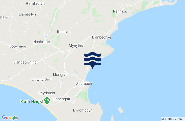 Mappa delle Getijden in Warren Beach, United Kingdom
