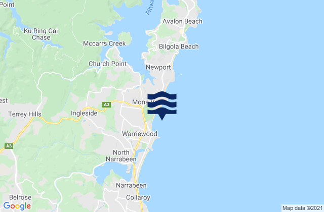 Mappa delle Getijden in Warriewood Beach, Australia