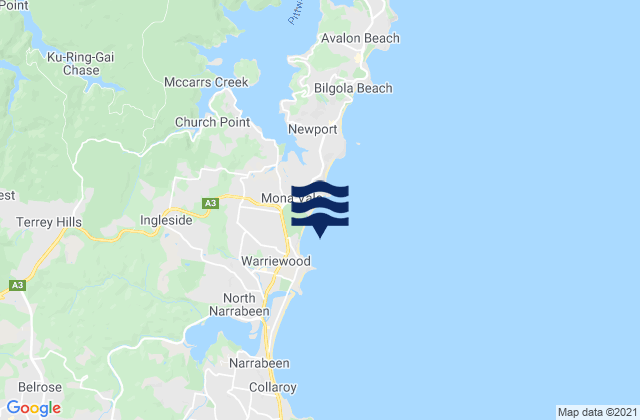 Mappa delle Getijden in Warriewood, Australia