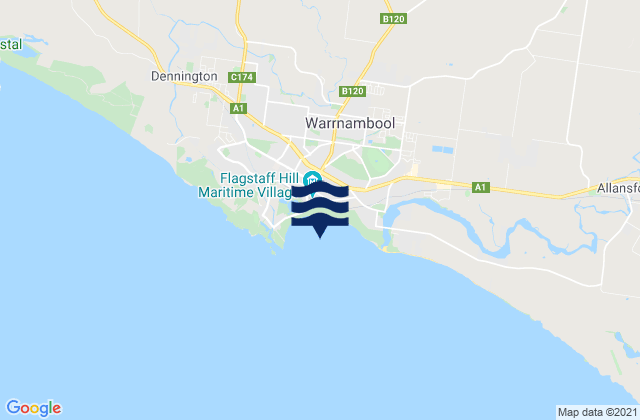 Mappa delle Getijden in Warrnambool Bay, Australia