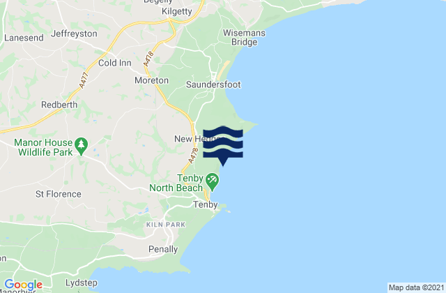 Mappa delle Getijden in Waterwynch Bay Beach, United Kingdom