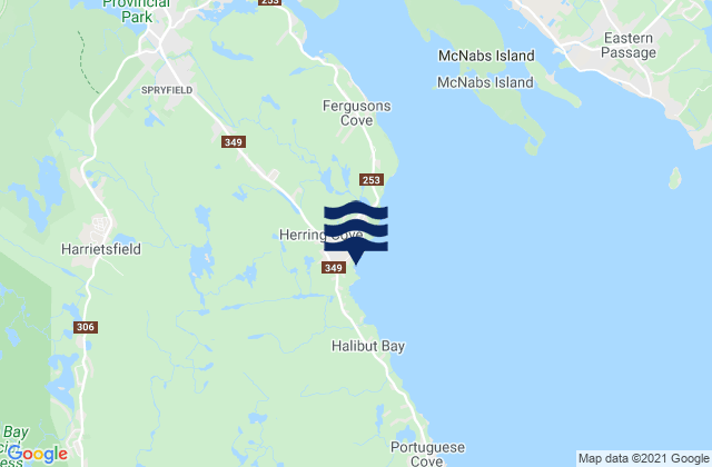 Mappa delle Getijden in Watleys Cove, Canada