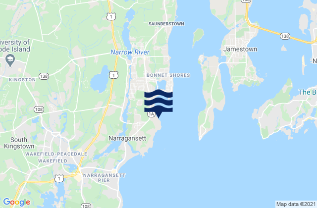 Mappa delle Getijden in Watson Pier (Boston Neck), United States