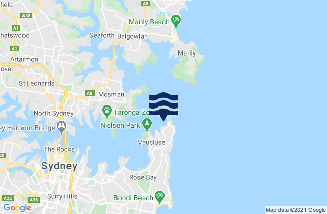 Mappa delle Getijden in Watsons Bay, Australia